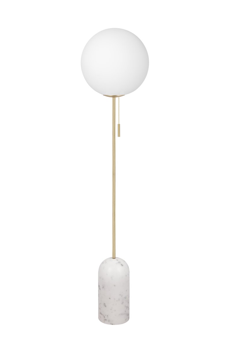 Torrano Hvid marmor gulvlampe Fra Globen Lighting - Der kan være farvevariationer i lampebasen, da den er lavet af sten, som er et naturmateriale, så hver lampe er unik.