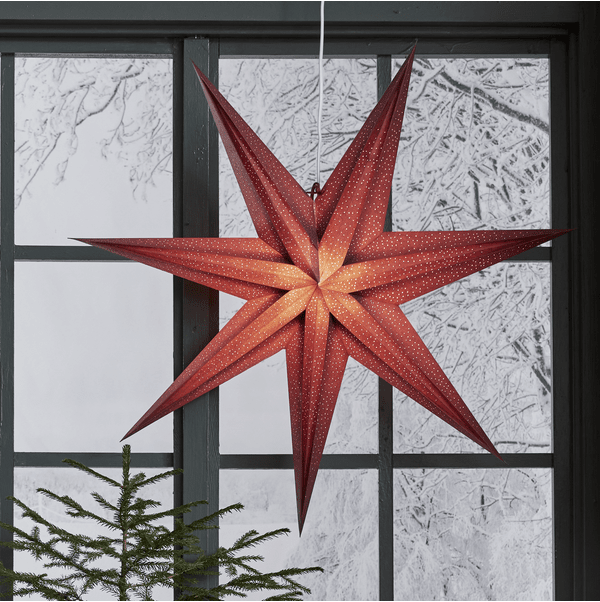 Holly Ø75 RØD Fra Star Trading - Stjernen skaber julestemning i hjemmet og har et flot perlem&oslash;nster, der giver et flot sk&aelig;r.