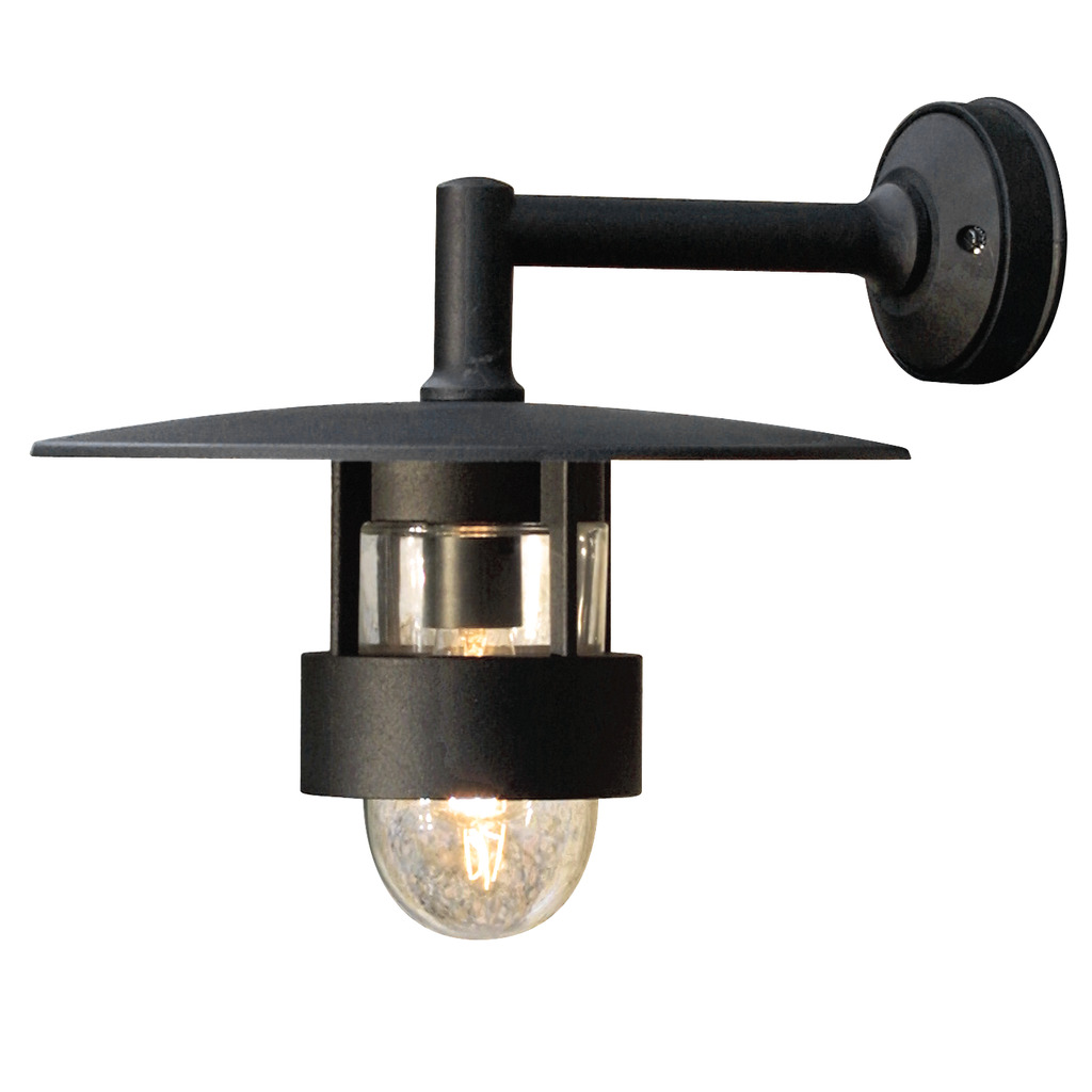 Freja Sort udendørslampe Fra Konstsmide - Med sit industrielle design og mat sorte finish giver den et elegant og nutidigt indtryk til &aring; din ydervæg.