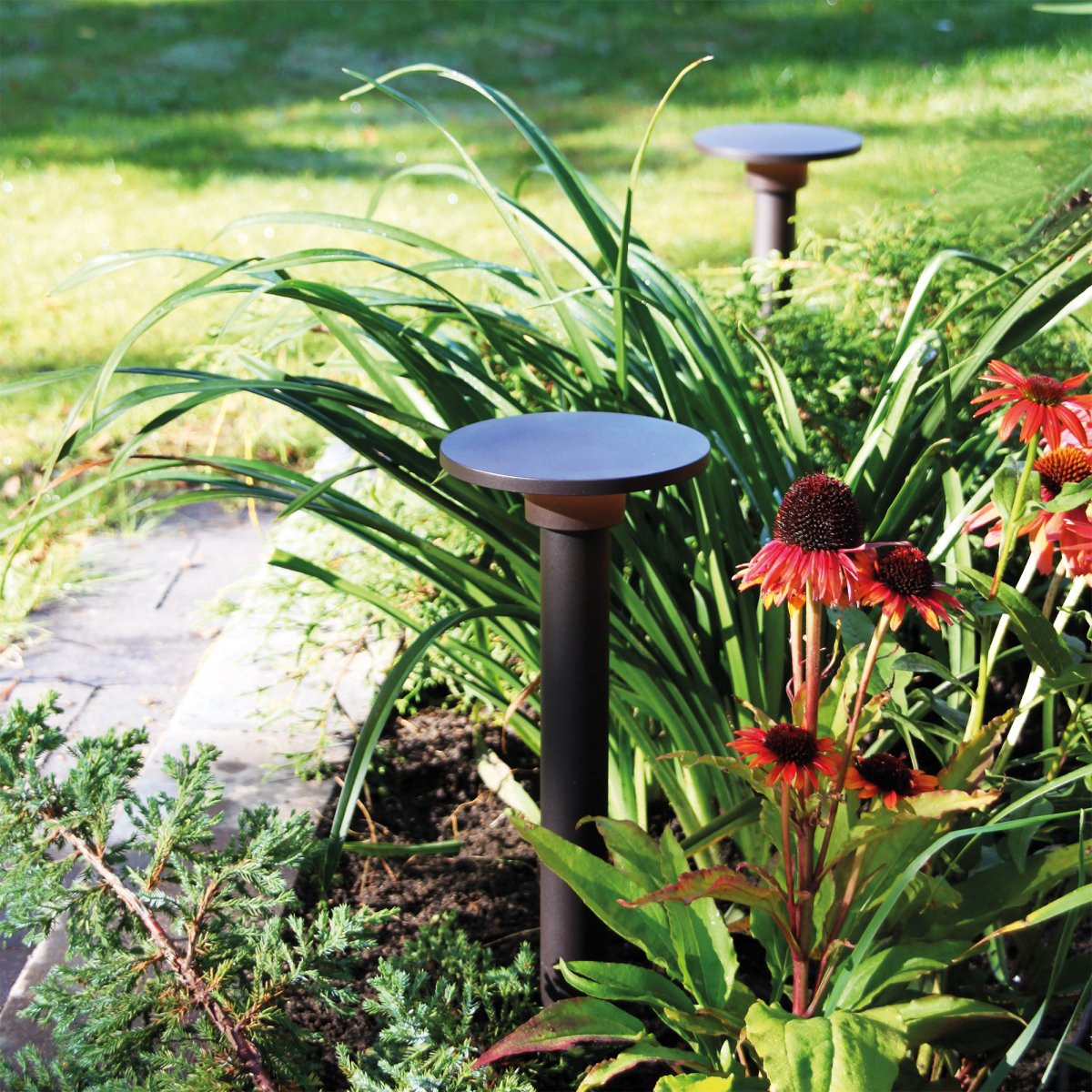 Orbit Mørkegrå Fra Lightson - Den er også effektiv, når den står op i et blomsterbed og oplyser de omkringliggende planter, der har lampen en jævn og fin spredning af lyset.