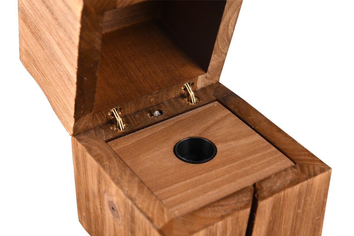 Treasure 16cm Natur bordlampe Fra Trio Lighting - En dørkontakt betyder, at lampen automatisk tændes, når låget åbnes, og forbliver tændt, så længe låget er åbent.