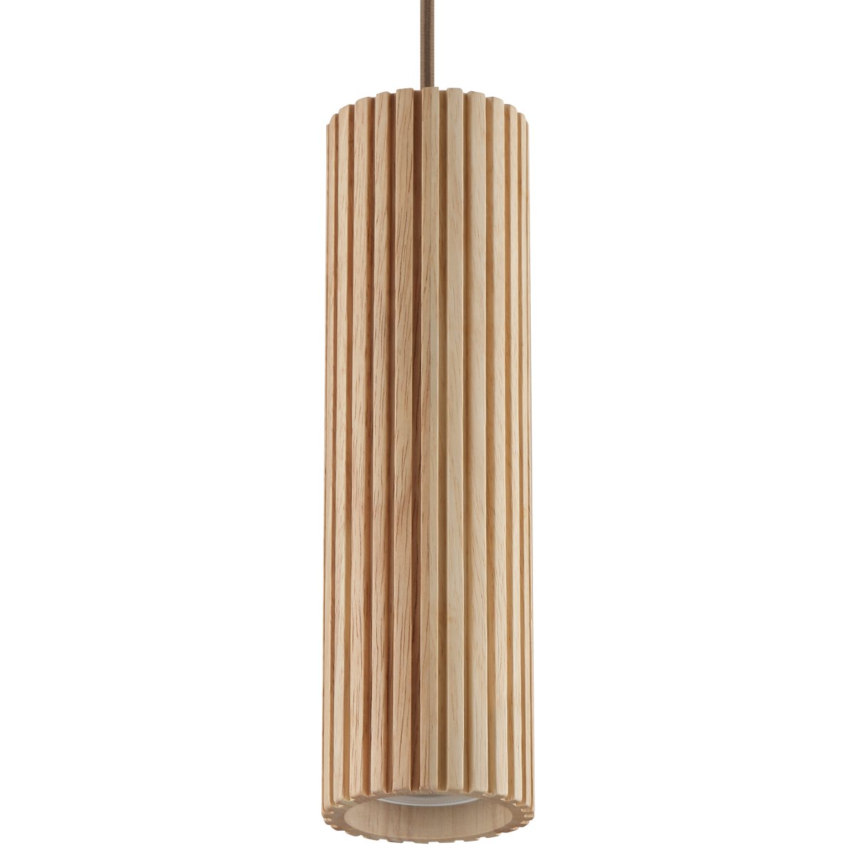 Lakewood Ø10 Træ loftslampe Fra Brilliant - Pendlen har en brun metalbaldakin og en matchende ledning, der skaber en samlet helhed.