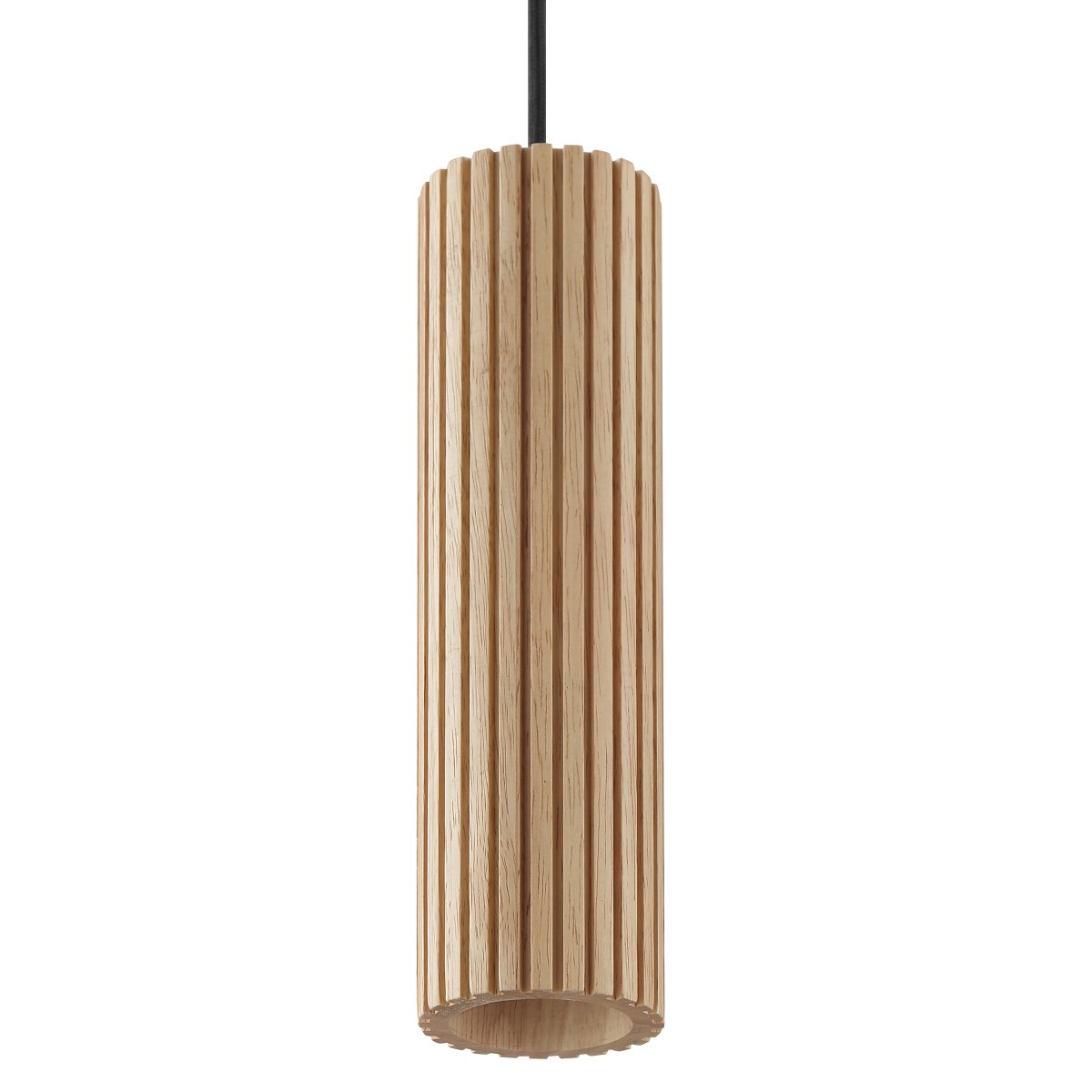 Lakewood 50cm Træ loftslampe Fra Brilliant - De tre pendler er placeret i rækkefølge, og højden kan justeres under installationen for at tilpasse sig rummet og den ønskede placering.