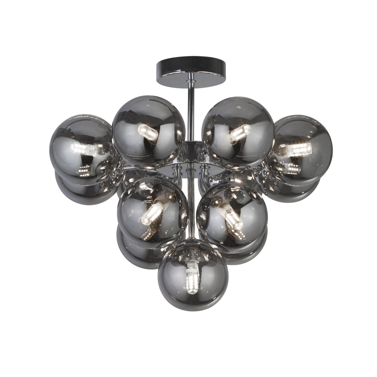 Berry Ø40 Røgfarvet plafond Fra Searchlight - Dette minimalistiske vedhæng er både stilfuldt og moderne og tilføjer elegance til ethvert rum i dit hjem.