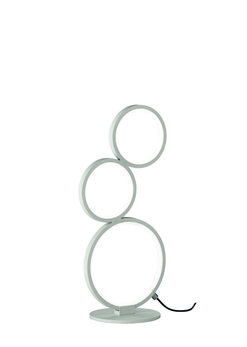 Rondo 45cm Hvid bordlampe Fra Trio Lighting - Den 45 cm h&oslash;je lampe har en integreret lysd&aelig;mper, der styres via ledningskontakten, hvilket betyder, at du fleksibelt kan justere lysstyrken p&aring; lyset.