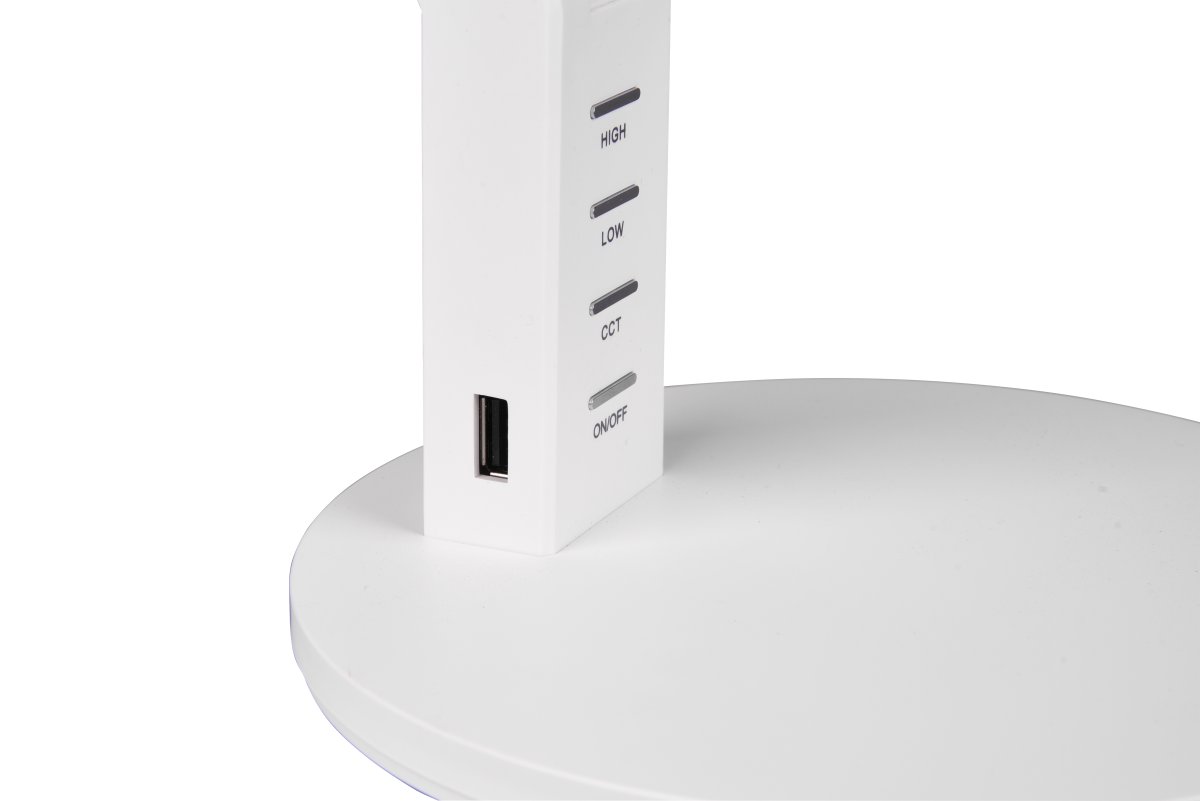 Ava 40cm Hvid skrivebordslampe Fra Trio Lighting - Bordlampen AVA med sensordæmper giver fleksibel justering af både lysstyrke og lysfarve, fra varm hvid til kølig hvid.