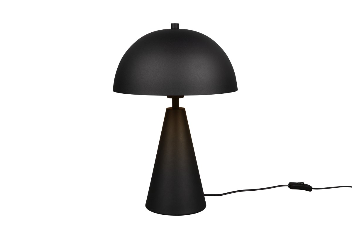 Alfie 43cm Sort bordlampe Fra Trio Lighting - Med sin elegante svampeform i højkvalitets metal og matsort overflade giver den et subtilt, nedadrettet lys, der skaber behagelig, indirekte belysning.