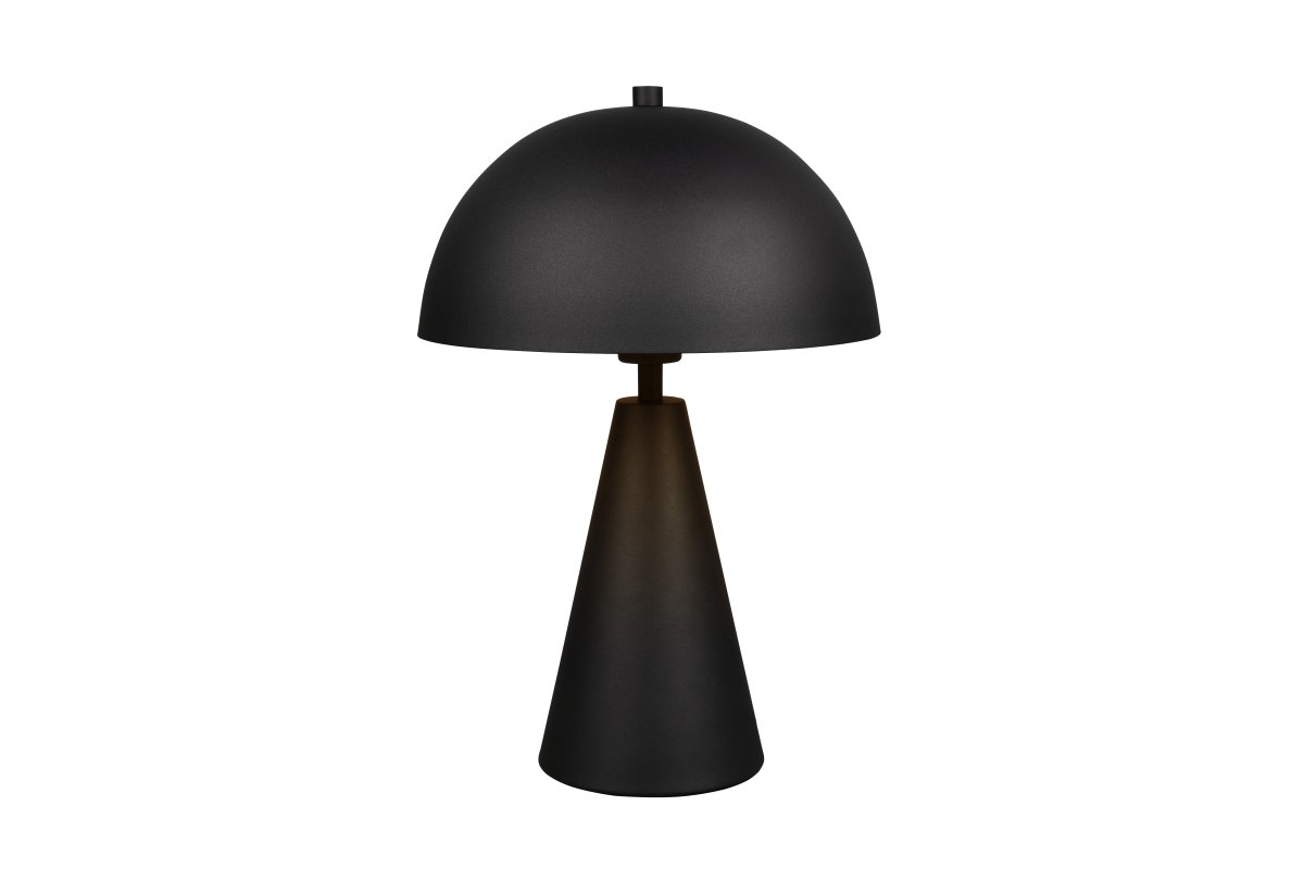 Alfie 43cm Sort bordlampe Fra Trio Lighting - Med sin elegante svampeform i højkvalitets metal og matsort overflade giver den et subtilt, nedadrettet lys, der skaber behagelig, indirekte belysning.