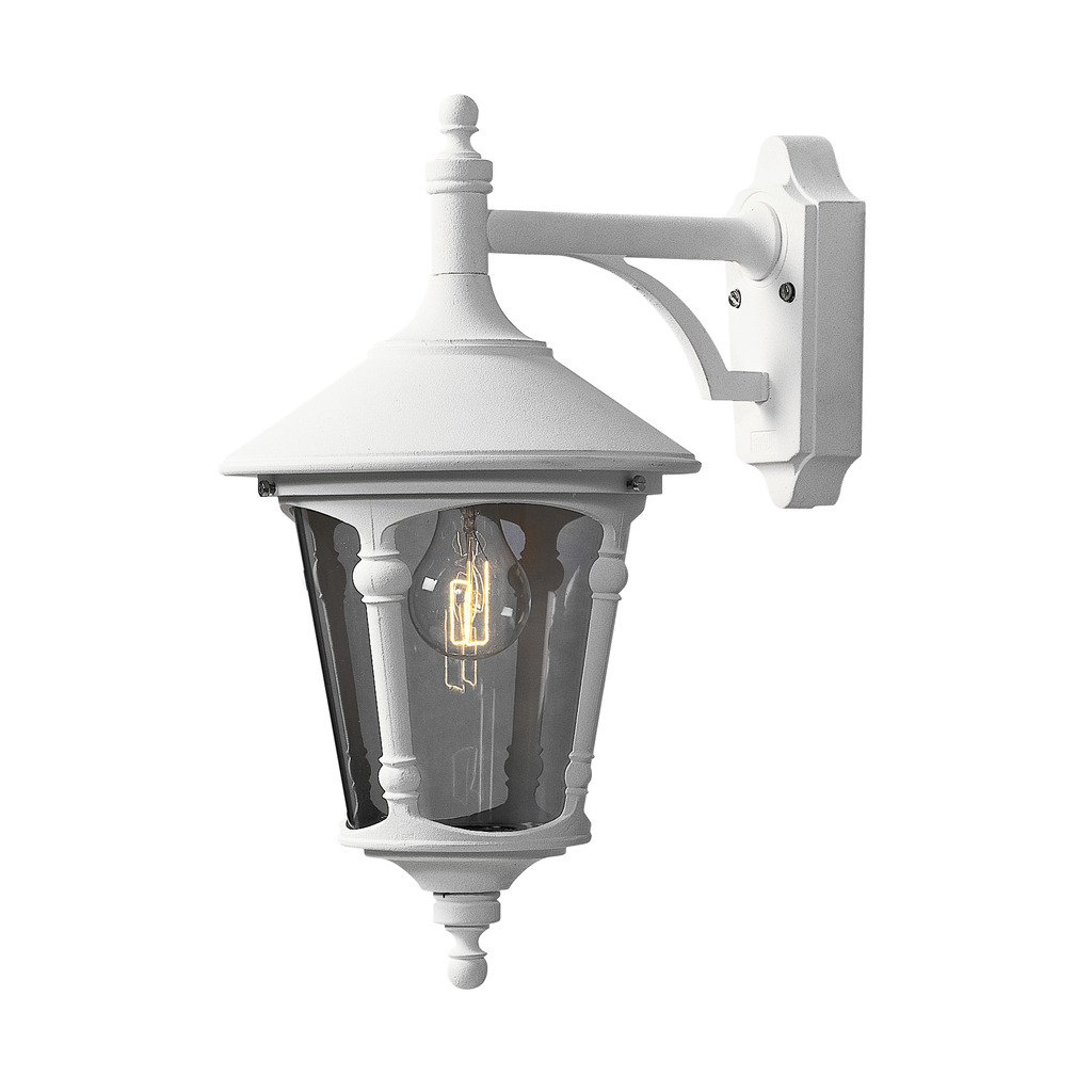Virgo Hvid udendørslampe Fra Konstsmide - Skab et imponerende førstehåndsindtryk og giv din ydervæg en stilfuld belysningsløsning, der kombinerer tradition med funktionalitet!