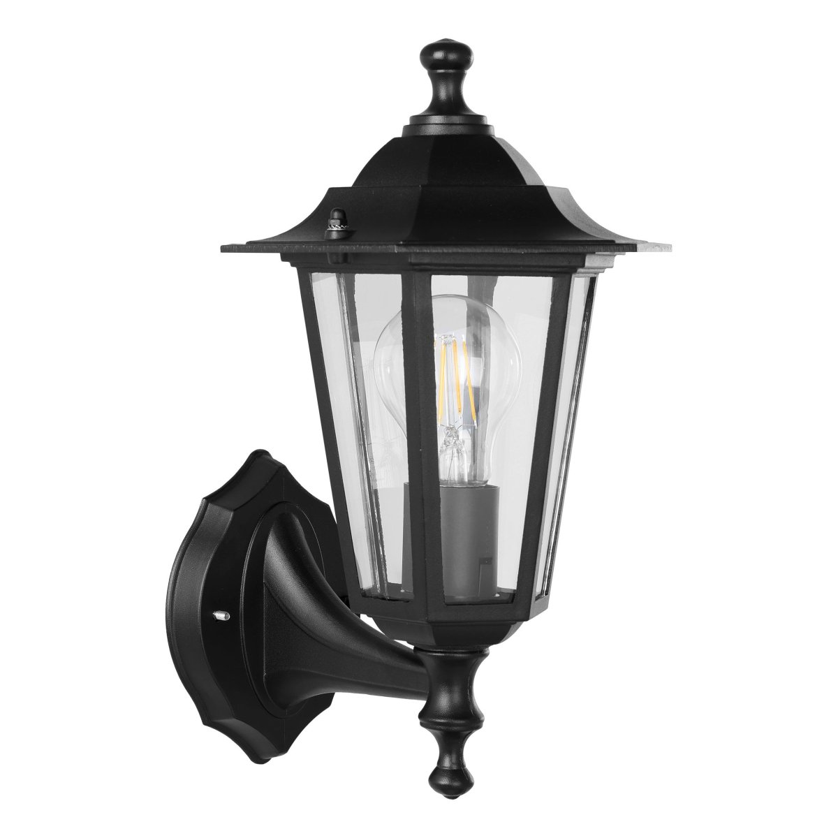 Laterna Sort udendørslampe Fra Eglo - Det klare glas g&oslash;r det muligt at se lyskilden og spreder et behageligt og stemningsfuldt lys.