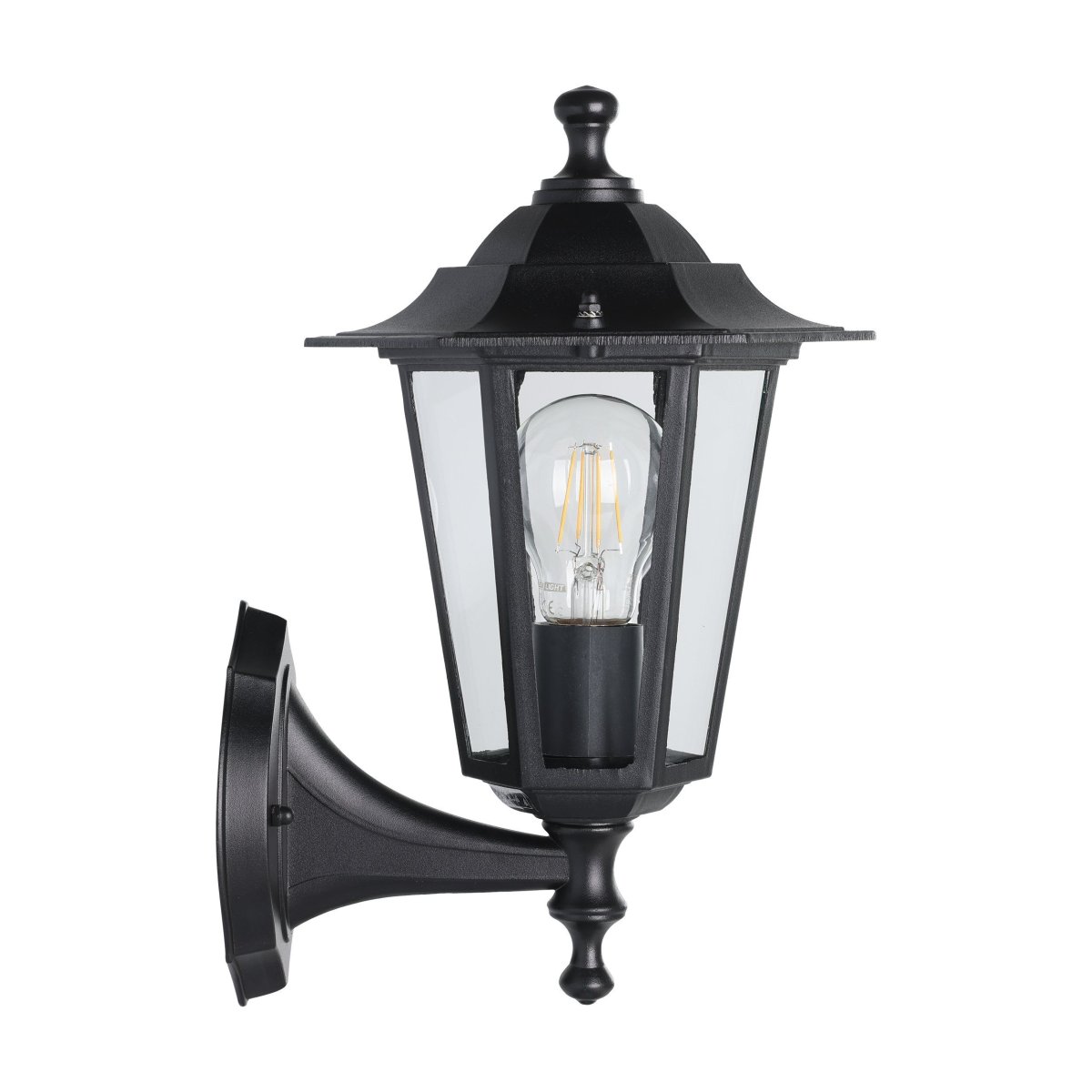 Laterna Sort udendørslampe Fra Eglo - Det klare glas g&oslash;r det muligt at se lyskilden og spreder et behageligt og stemningsfuldt lys.