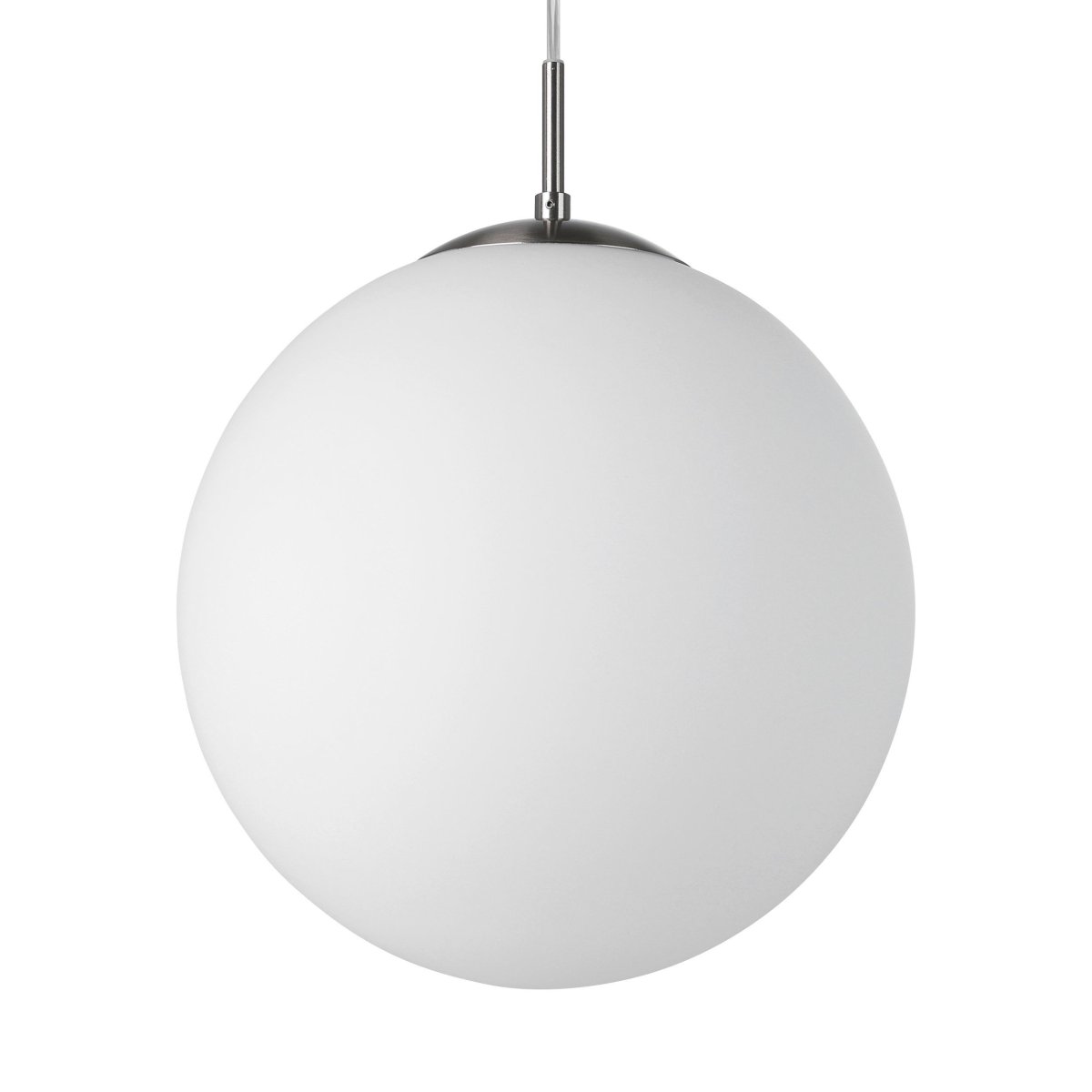Rondo Ø30 Mat nikkel loftslampe Fra Eglo - Lampen er lavet af metal med en elegant mat nikkelfinish og har en rund opalglassk&aelig;rm, der spreder et bl&oslash;dt og j&aelig;vnt lys.
