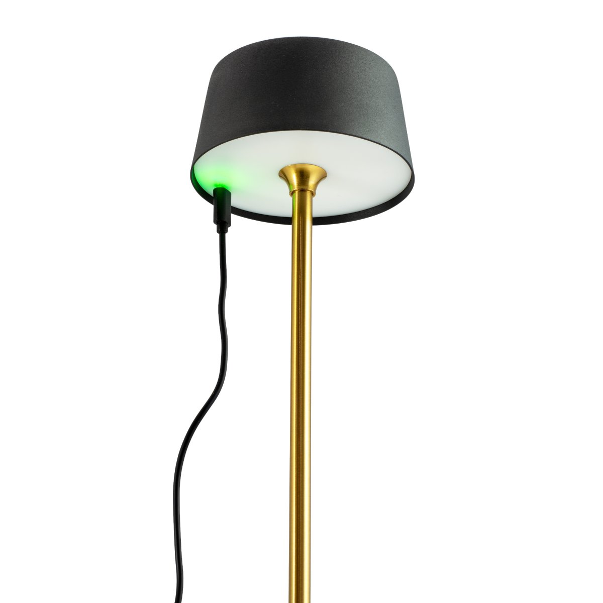 Yoyo LED 33cm Messing bærbar Fra Dyberg Larsen - Med en marmorbund og en messingramme, kombineret med en sk&aelig;rm i b&oslash;rstet sort metal, bliver Yoyo en elegant indretningsdetalje.