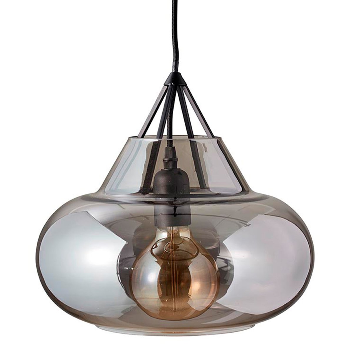 Polo Ø30 Sort loftslampe Fra Dyberg Larsen - Polo pendel fra Dyberg Larsen kombinerer elegant røget glas med mat metal til en pendel, der er mere end bare funktionel &ndash; det er et kunstværk.