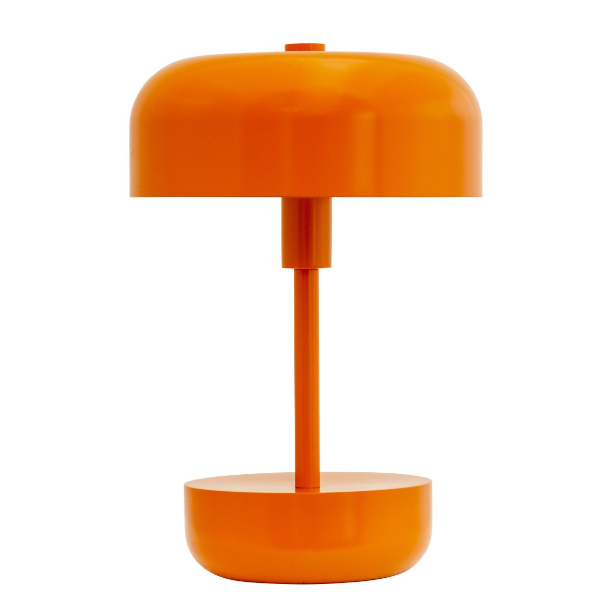 Haipot 25cm Orange bærbar Fra Dyberg Larsen - Lampen er perfekt til både indendørs og udendørs brug og har tre justerbare lysniveauer.