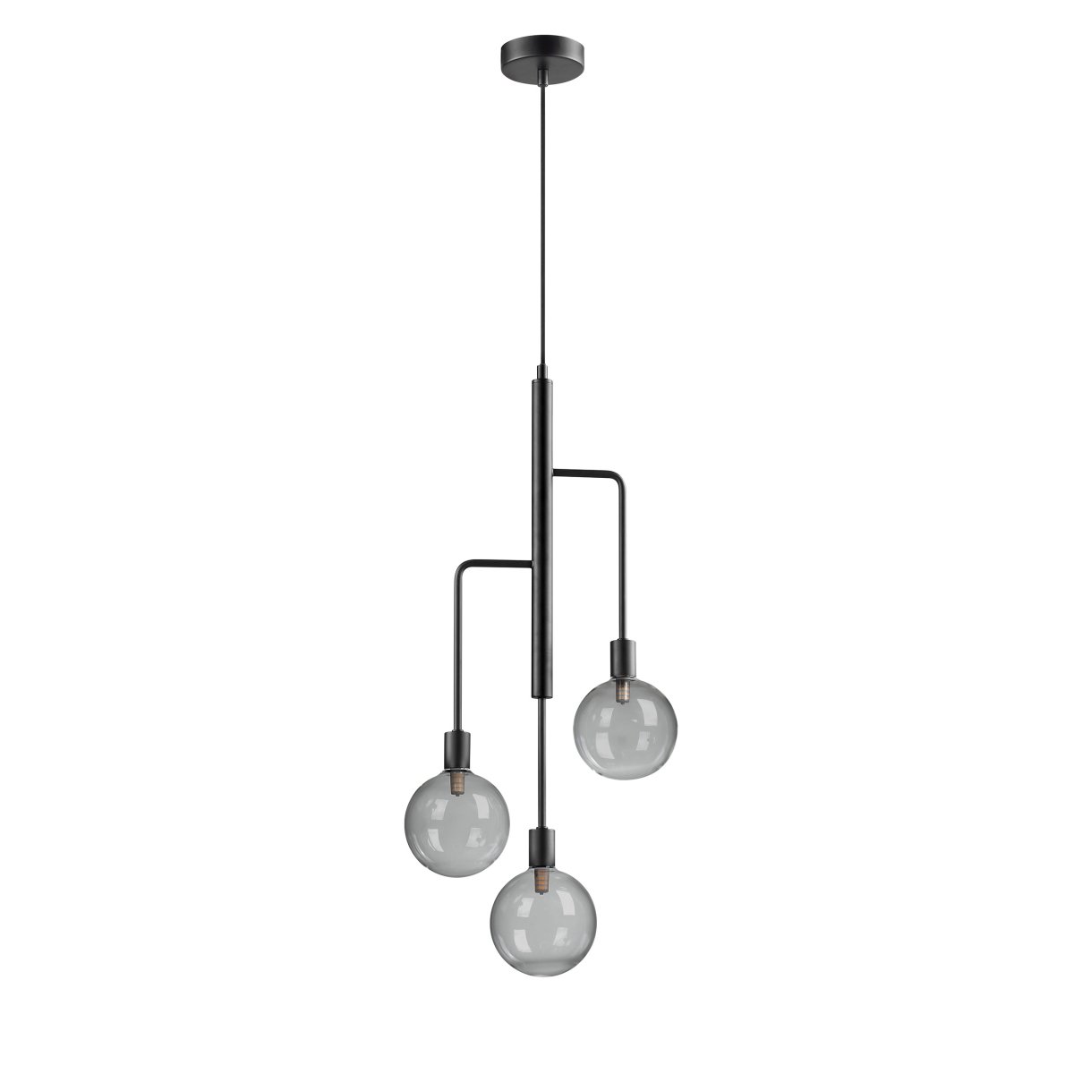 Chester 32cm Sort loftslampe Fra Dyberg Larsen - Chester loftslampe med tre arme og røget glas.