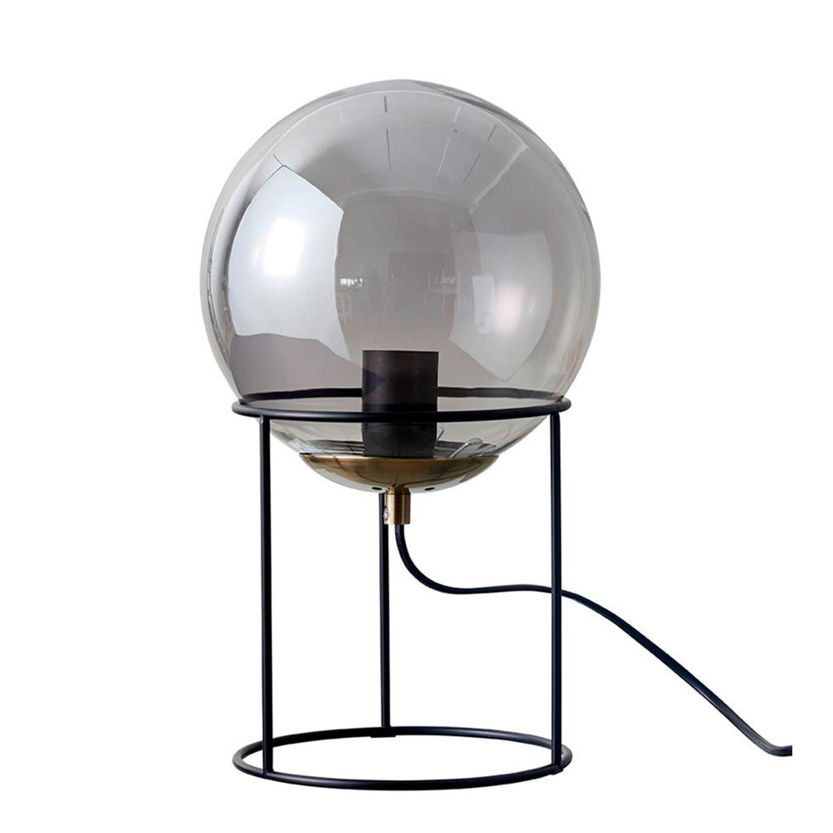 Moon 35cm Sort bordlampe Fra Dyberg Larsen - Denne variant i røget glas skaber en blød, dæmpet belysning, der giver rummet en behagelig atmosfære.