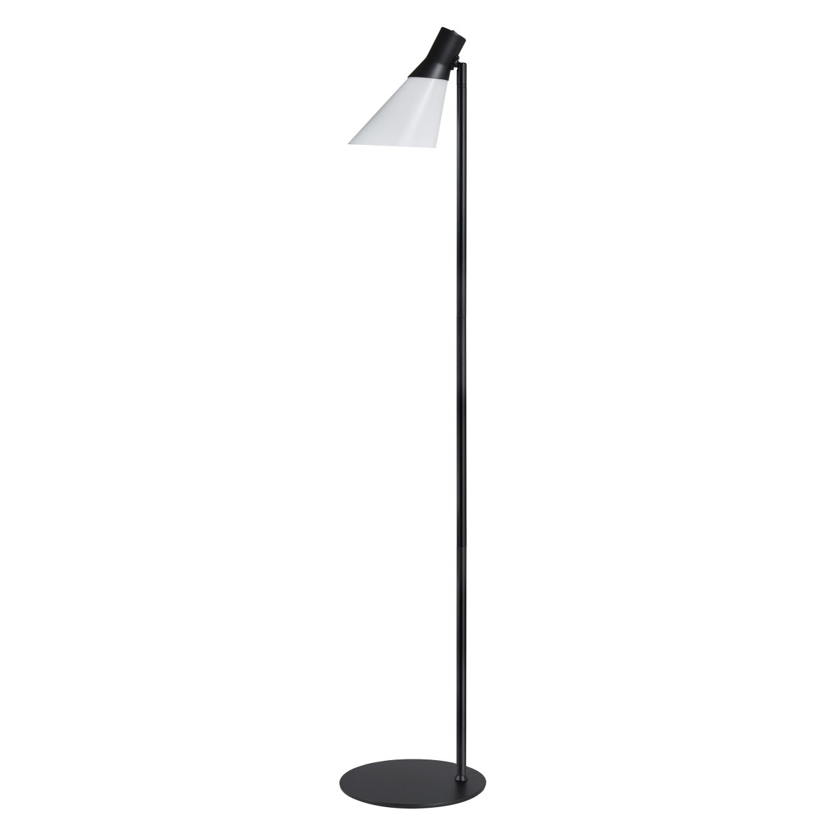 Gent Sort gulvlampe Fra Dyberg Larsen - Gent er en moderne og stilfuld gulvlampe med en lampeskærm af opalglas i kombination med sort metal.