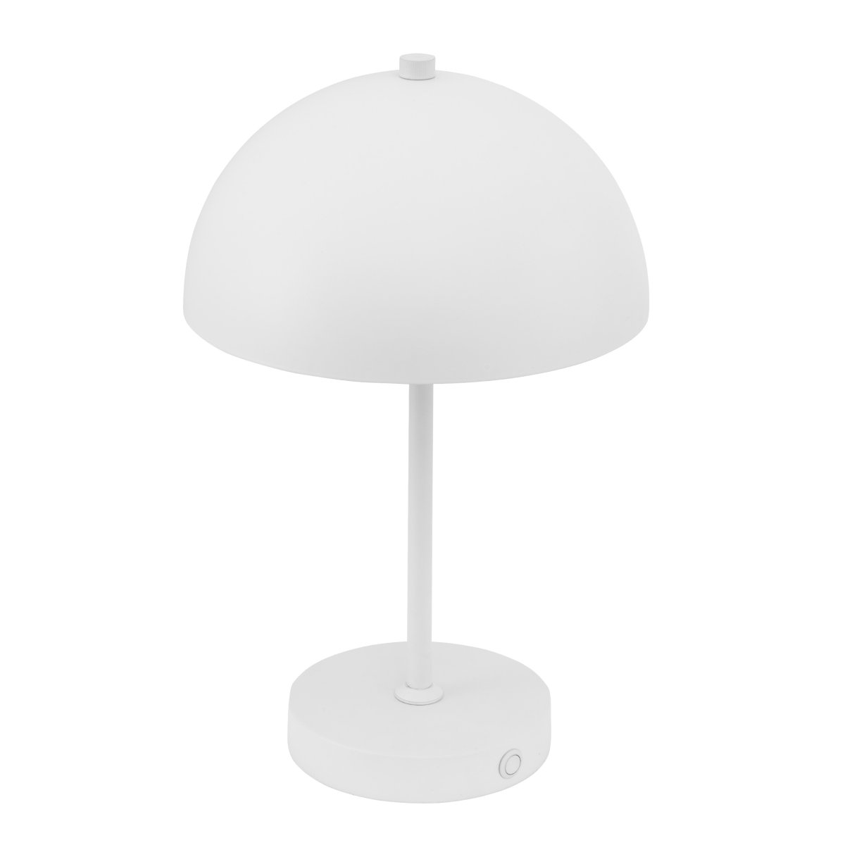 Stockholm 30cm Hvid bærbar Fra Dyberg Larsen - Stockholm LED bordlampe i hvid er en genopladelig lampe med tre lysstyrkeniveauer (100%, 50% og 25%), ideel til b&aring;de indend&oslash;rs og lejlighedsvis udend&oslash;rs brug.