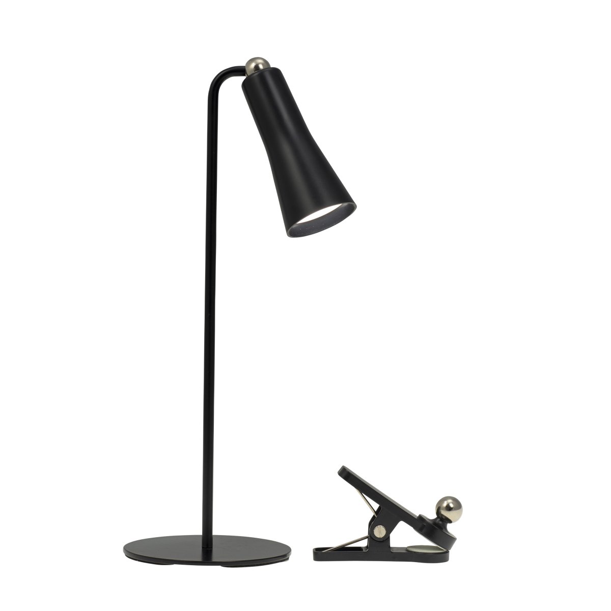 4 In One 38cm Sort skrivebordslampe Fra Dyberg Larsen - 4in1 er en fleksibel og genopladelig lampe i dansk design fra Dyberg Larsen.