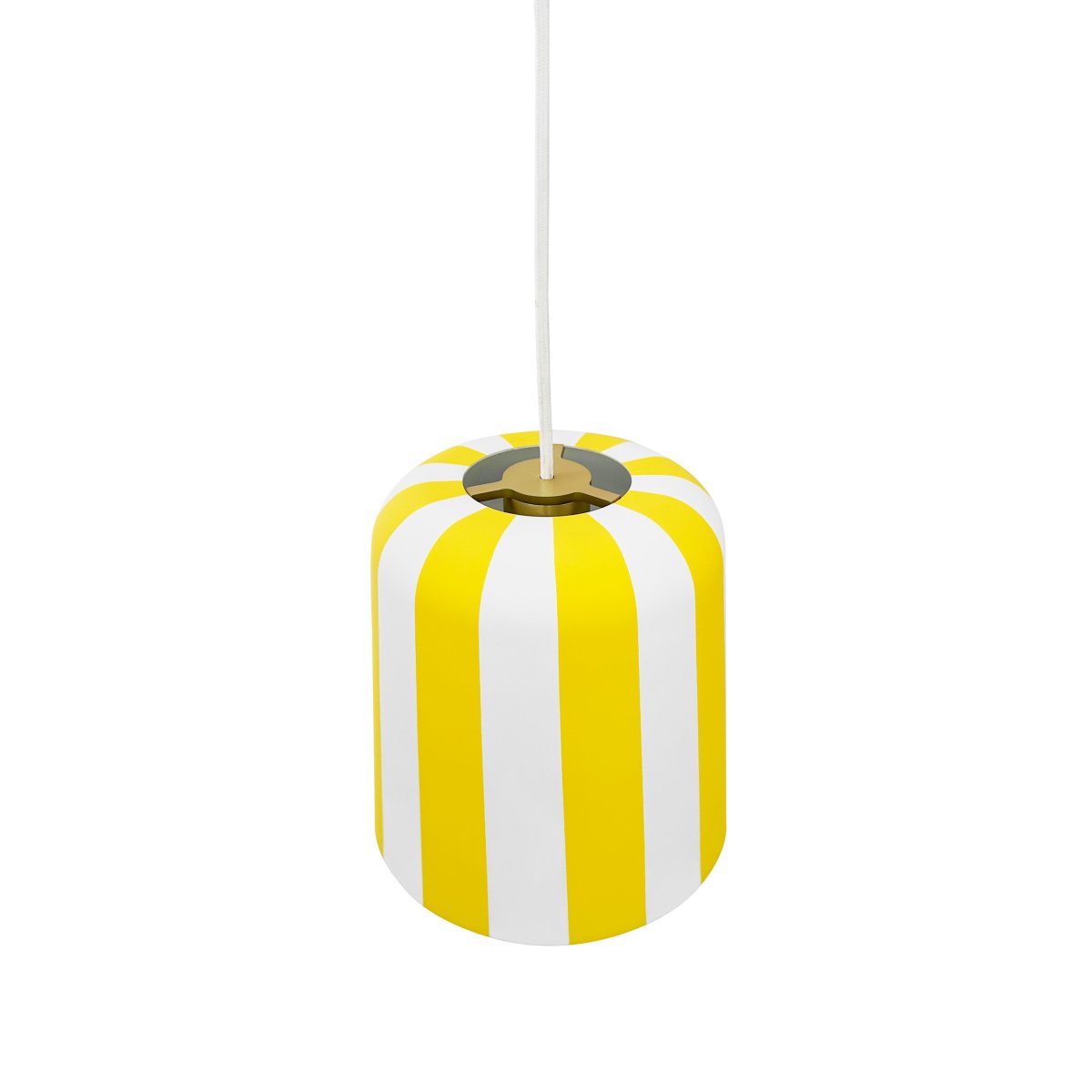 Gry Ø20 Gul loftslampe Fra Dyberg Larsen - Genom att ta igenk&auml;nnbara m&ouml;nster och s&auml;tta dem i en ny kontext ville hon skapa en lampa som f&aring;r m&auml;nniskor att le och ger en unik visuell upplevelse.