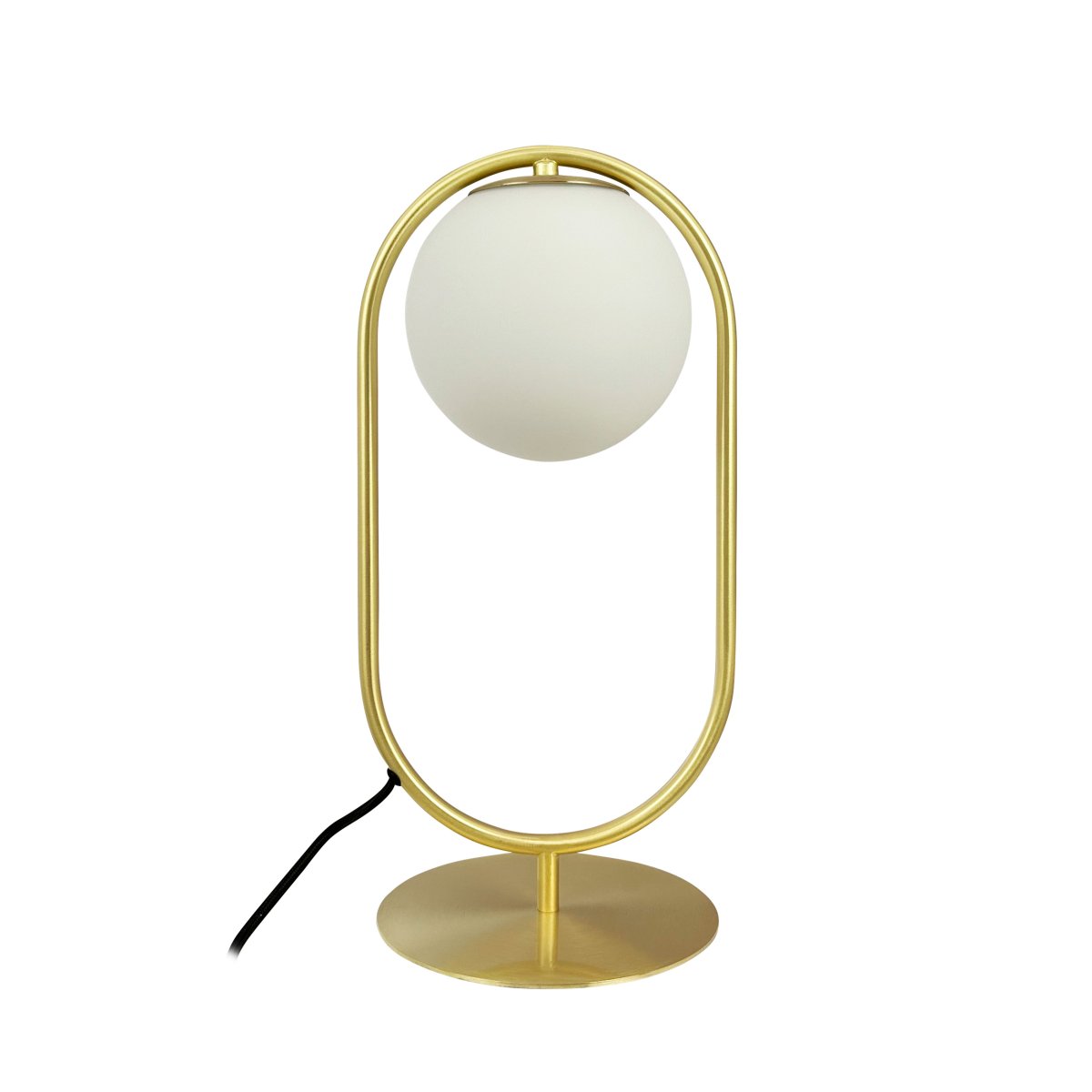 Reims 40cm Messing/hvid bordlampe Fra Dyberg Larsen - Med en 1,6 meter lang sort stofledning og praktisk tænd/sluk-knap er Reims både stilfuld og funktionel.