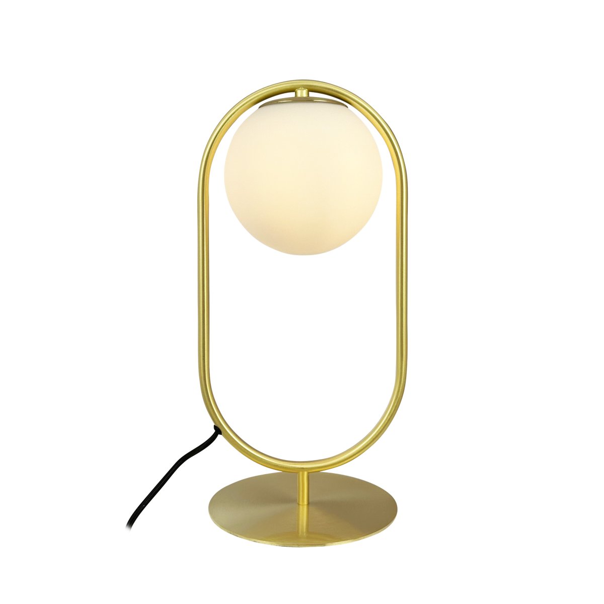 Reims 40cm Messing/hvid bordlampe Fra Dyberg Larsen - Med en 1,6 meter lang sort stofledning og praktisk tænd/sluk-knap er Reims både stilfuld og funktionel.