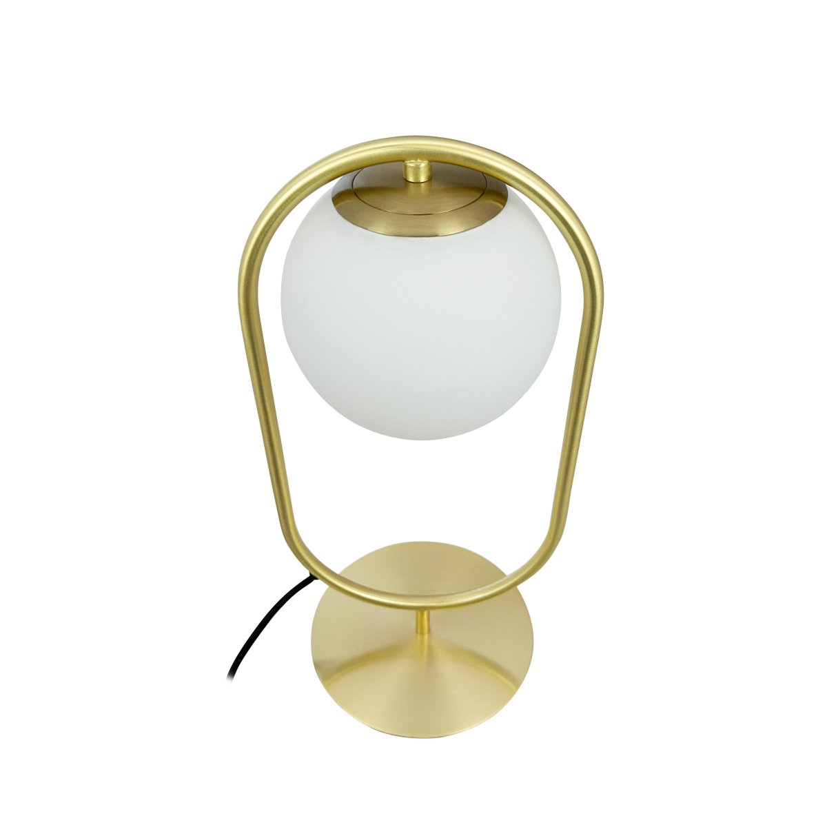 Reims 40cm Messing/hvid bordlampe Fra Dyberg Larsen - Med en 1,6 meter lang sort stofledning og praktisk tænd/sluk-knap er Reims både stilfuld og funktionel.