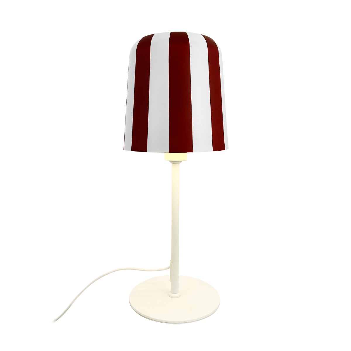 Gry 50cm RØD bordlampe Fra Dyberg Larsen - Genom att ta igenk&auml;nnbara m&ouml;nster och s&auml;tta dem i en ny kontext ville hon skapa en lampa som f&aring;r m&auml;nniskor att le och ger en unik visuell upplevelse.