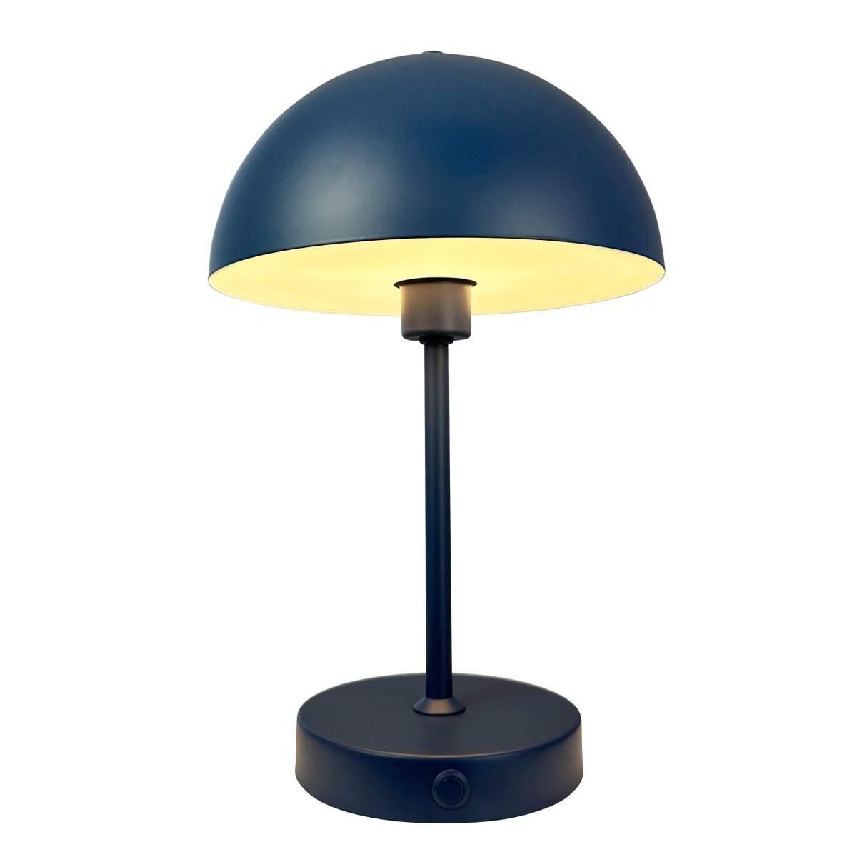 Stockholm 30cm Indigo bærbar Fra Dyberg Larsen - Den praktiske batteriindikator viser tydeligt, hvorn&aring;r det er tid til at lade op, og med fuld opladning lyser lampen i op til 6 timer pr.