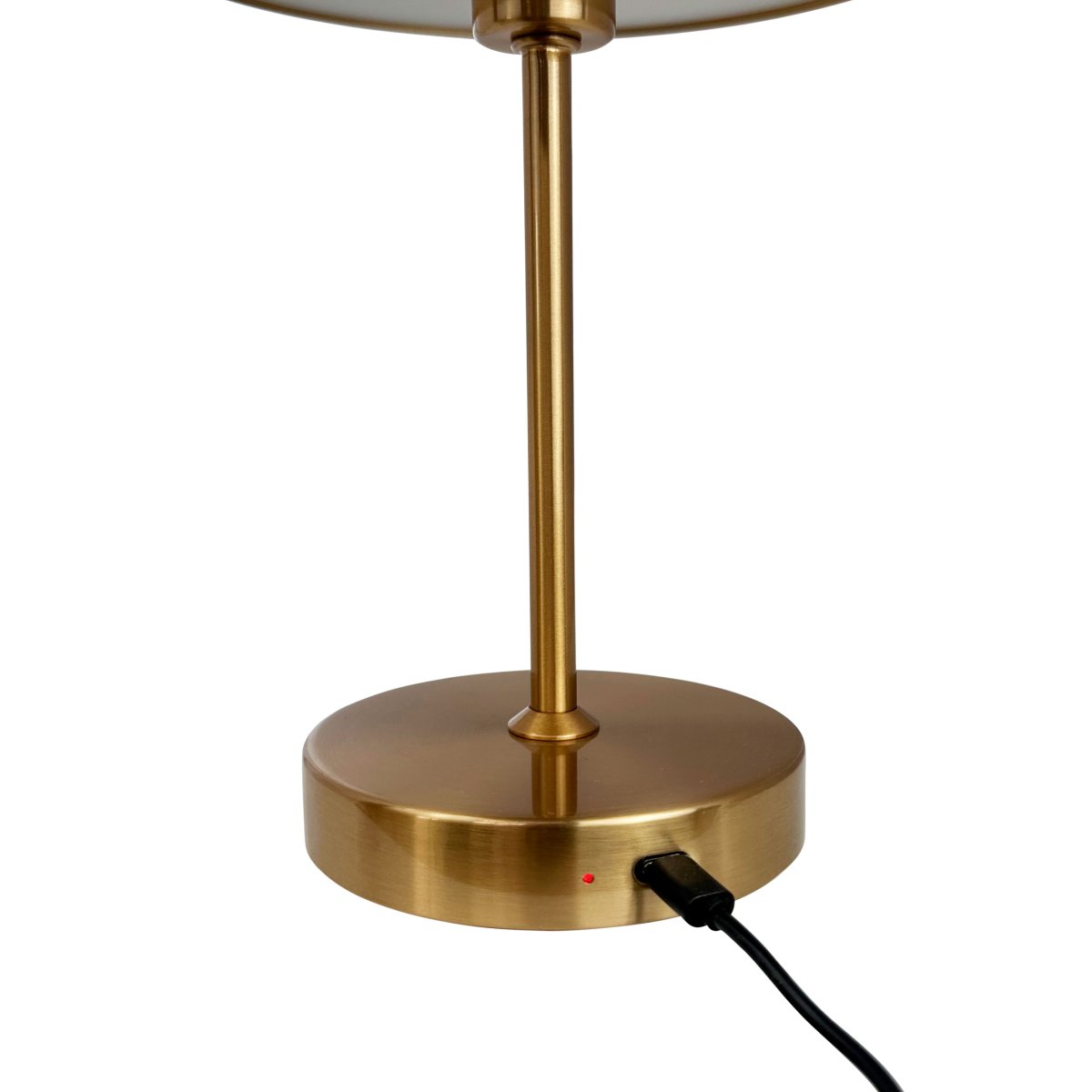 Stockholm 30cm Antik messing bærbar Fra Dyberg Larsen - Den praktiske batteriindikator viser tydeligt, hvorn&aring;r det er tid til at lade op, og med fuld opladning lyser lampen i op til 6 timer pr.