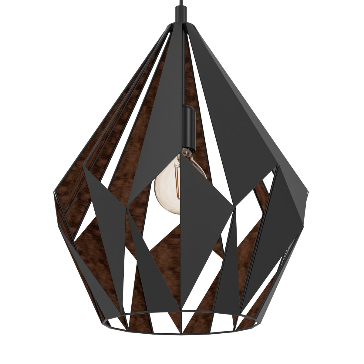 Carlton Ø38 Sort loftslampe Fra Eglo - Det sorte ydre er kombineret med et kobberfarvet indre, der giver et varmt og stemningsfuldt lys.