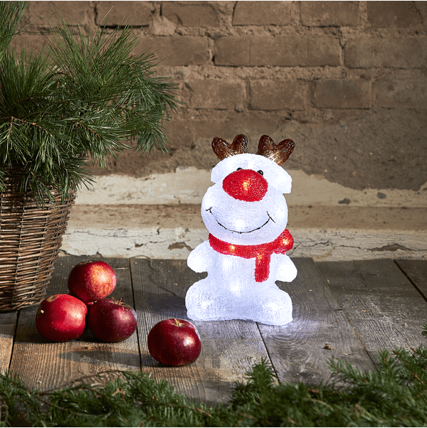 Crystalo Rensdyr Hvid Fra Star Trading - Dekorativ figur i form af et rensdyr, til b&aring;de indend&oslash;rs og udend&oslash;rs brug.