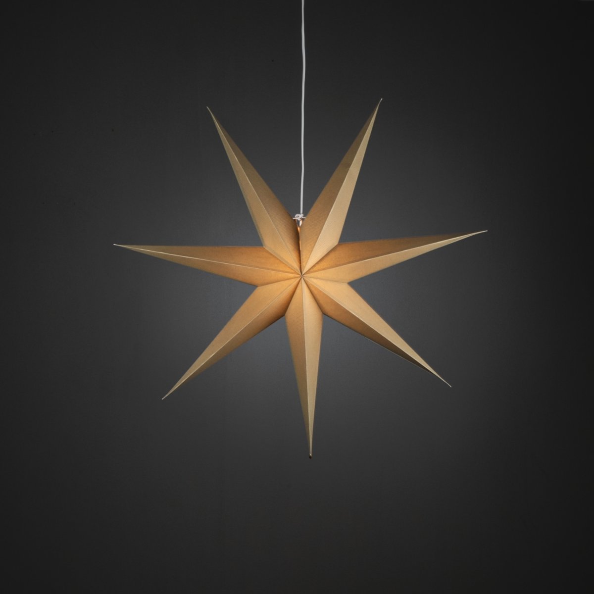 Papirstjerne Ø78 Beige Fra Konstsmide - Det enkle, elegante design spreder et blødt og behageligt lys, der giver en harmonisk følelse i advent og jul.