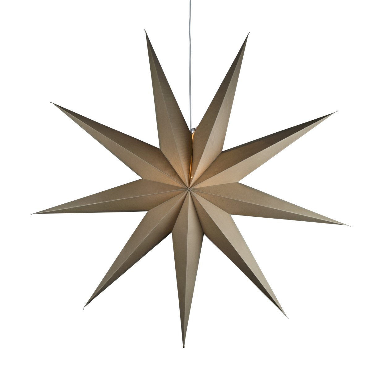 Papirstjerne Ø115 Beige Fra Konstsmide - Det enkle, elegante design spreder et bl&oslash;dt og behageligt lys, der giver en harmonisk f&oslash;lelse i advent og jul.