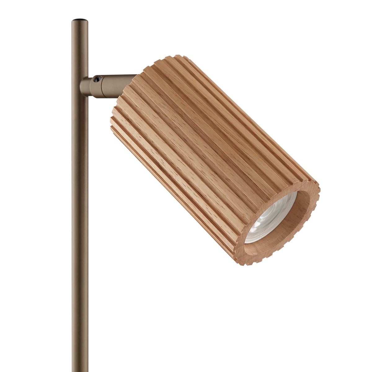 Lakewood 46cm Brun skrivebordslampe Fra Brilliant - Lakewood bordlampe kombinerer brunt metal med lyst, riflet træ og skaber et varmt og naturligt udtryk.