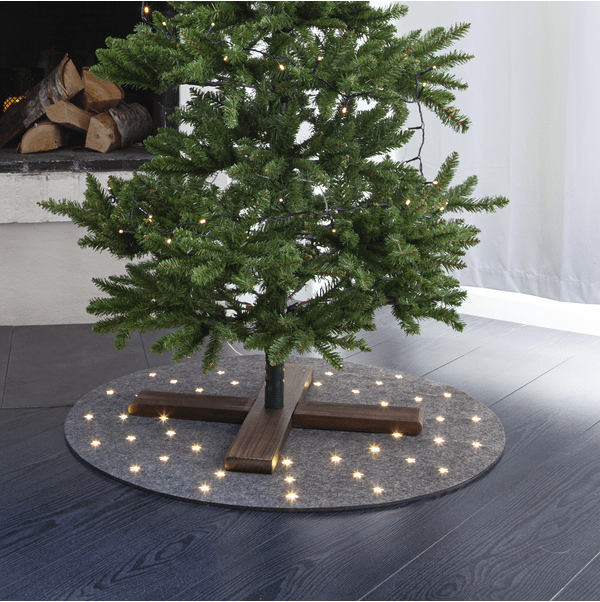 Juletræstæppe Grå Fra Star Trading - Gr&aring; granm&aring;tte med diameter 80 cm.
