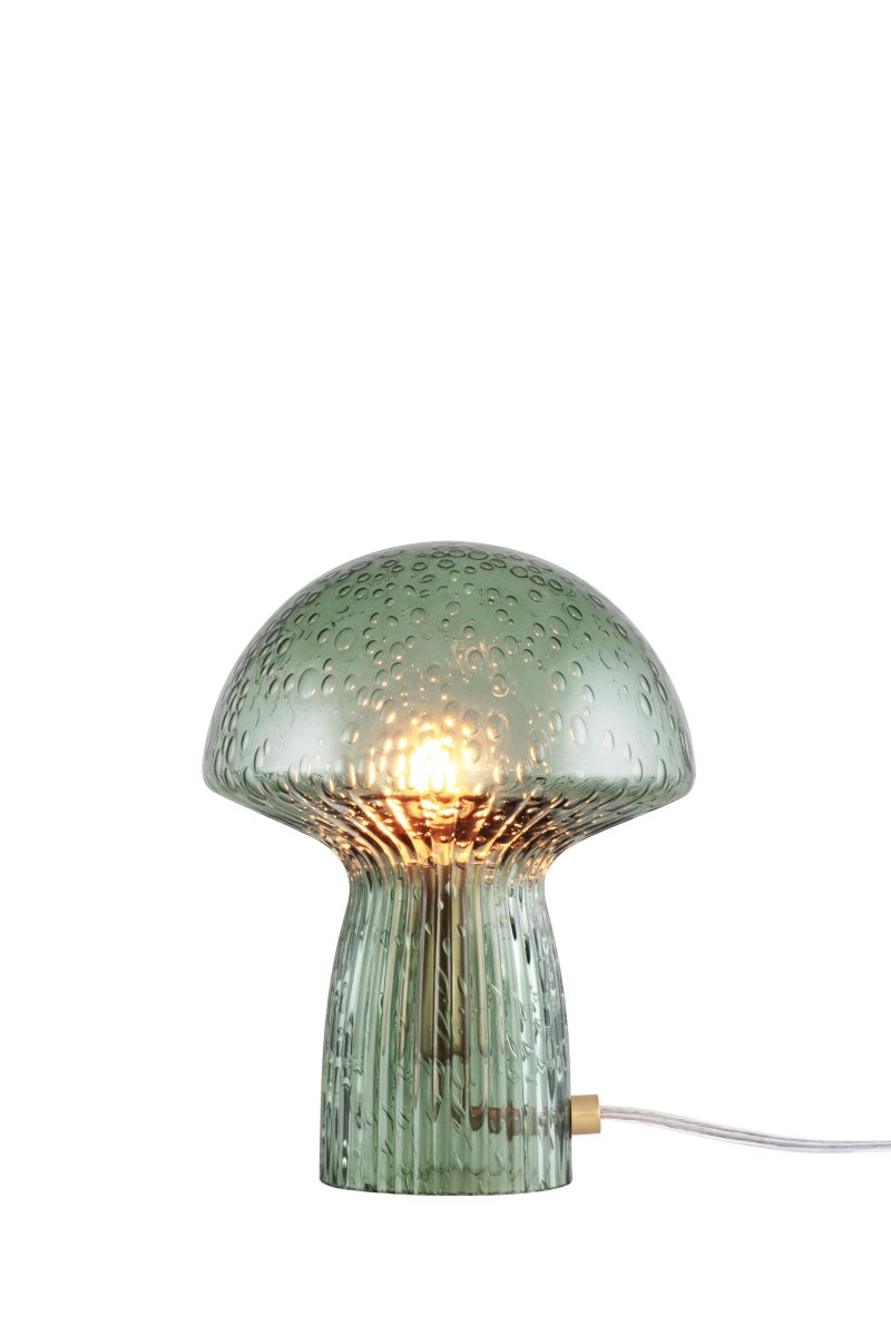 Fungo 20cm Grøn bordlampe Fra Globen Lighting - Hver lampe er mundbl&aelig;st og unik, hvilket betyder, at der forekommer variationer i farve, glastykkelse og antal bobler.