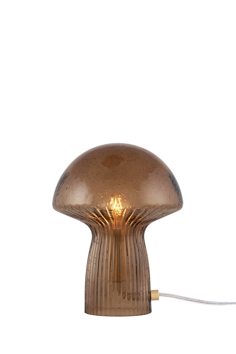 Fungo 20cm Brun bordlampe Fra Globen Lighting - Hver lampe er mundbl&aelig;st og unik, hvilket betyder, at der forekommer variationer i farve, glastykkelse og antal bobler.