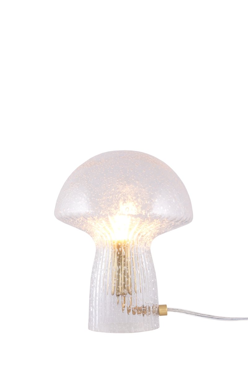 Fungo 20cm Gennemsigtig bordlampe Fra Globen Lighting - Hver lampe er mundbl&aelig;st og unik, hvilket betyder, at der forekommer variationer i farve, glastykkelse og antal bobler.
