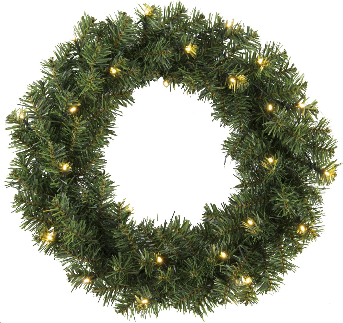 Alaska Ø50 Grøn Fra Star Trading - Gr&oslash;n krans med 24 varmhvide LED-lys.