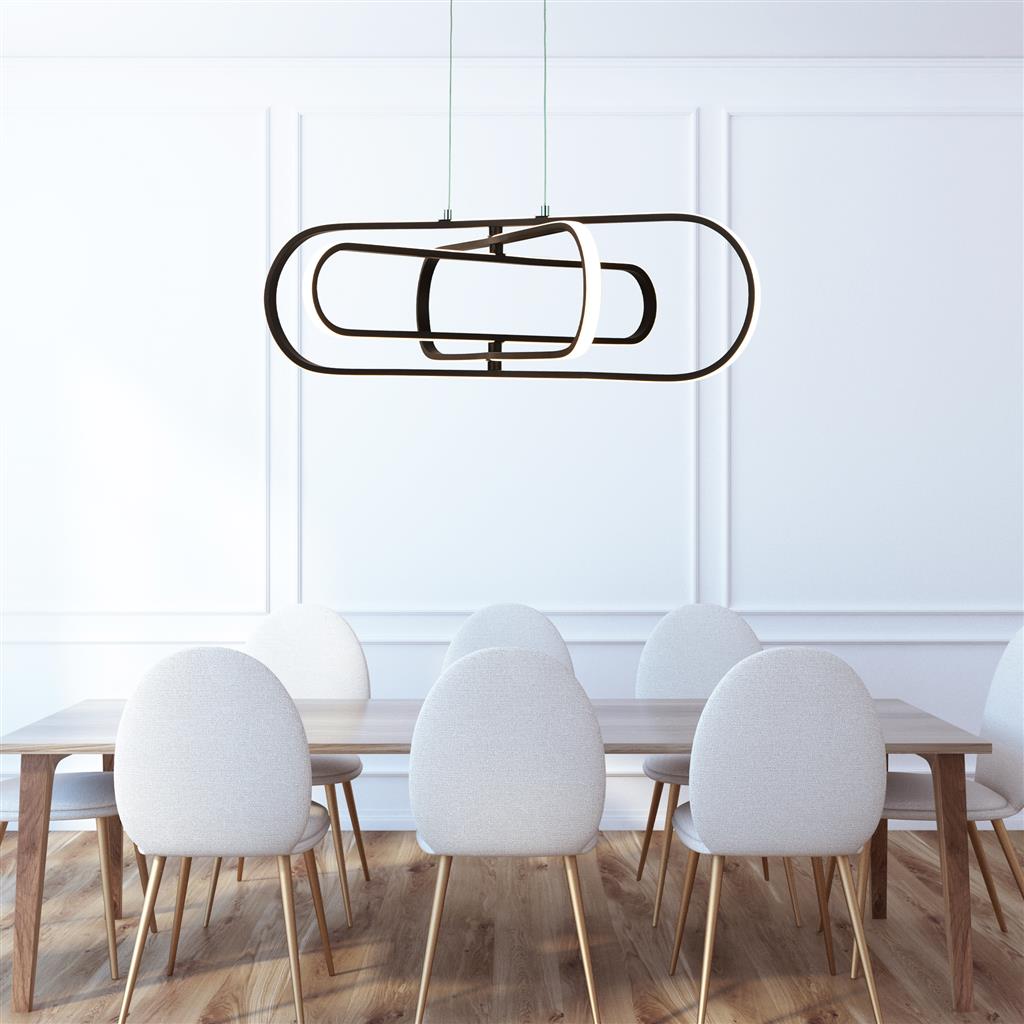 Clip 80cm Sort loftslampe Fra Searchlight - Clip er en stilfuld loftslampe, der giver dit hjem et moderne og elegant udtryk.