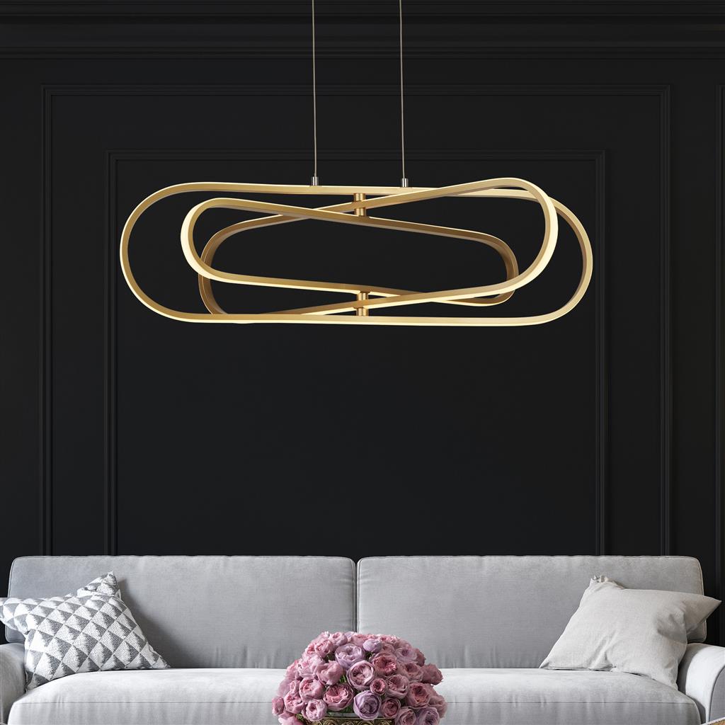 Clip 80cm Guld loftslampe Fra Searchlight - Clip er en elegant loftlampe, der giver dit hjem et moderne og sofistikeret udtryk.