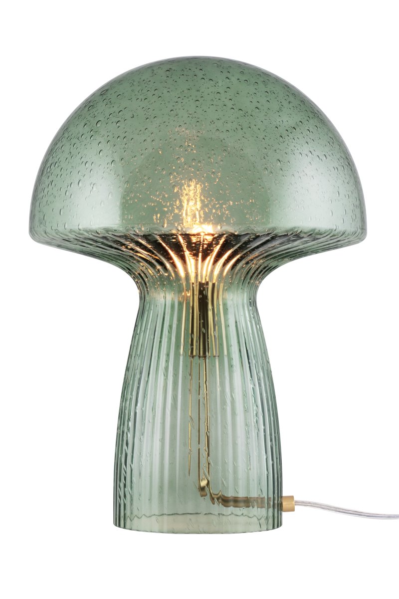 Fungo 42cm Grøn bordlampe Fra Globen Lighting - Hver lampe er mundblæst og unik, hvilket betyder, at der forekommer variationer i farve, glastykkelse og antal bobler.