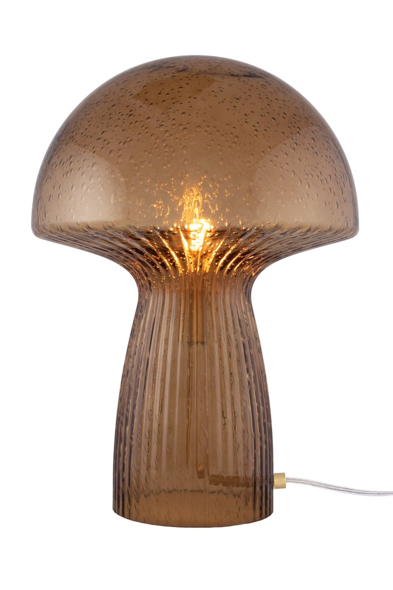 Fungo 42cm Brun bordlampe Fra Globen Lighting - Hver lampe er mundbl&aelig;st og unik, hvilket betyder, at der forekommer variationer i farve, glastykkelse og antal bobler.