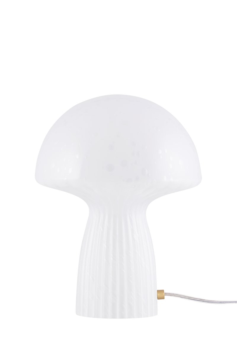 Fungo 30cm Hvid bordlampe Fra Globen Lighting - Hver lampe er mundbl&aelig;st og unik, hvilket betyder, at der forekommer variationer i farve, glastykkelse og antal bobler.