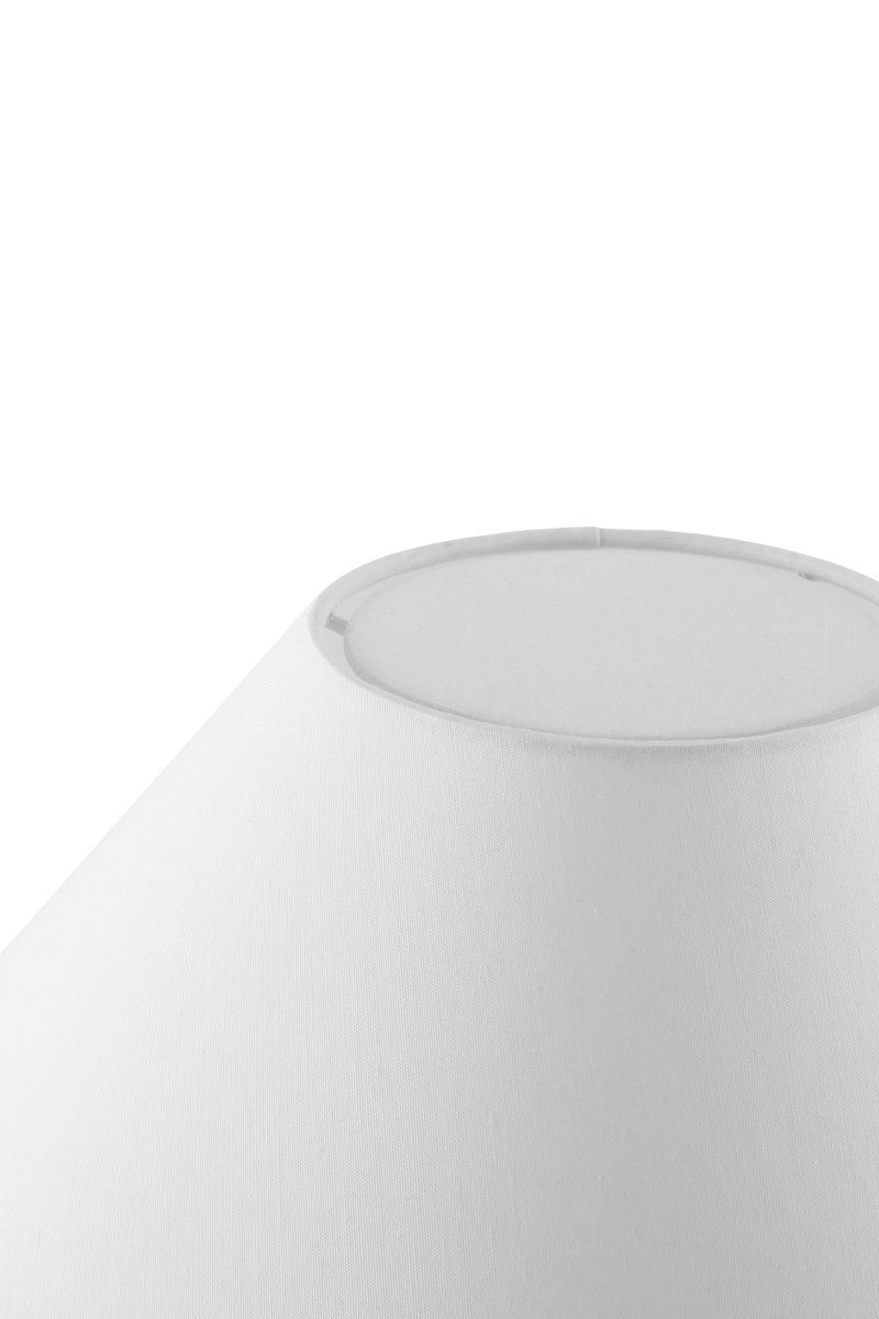 Iris 40cm Hvid bordlampe Fra Globen Lighting - Iris er en smuk bordlampe lavet af farvet glas med bl&aelig;ste luftbobler med en matchende bomuldssk&aelig;rm og en t&oslash;r top, der g&aring;r tone-i-tone med lampefoden.