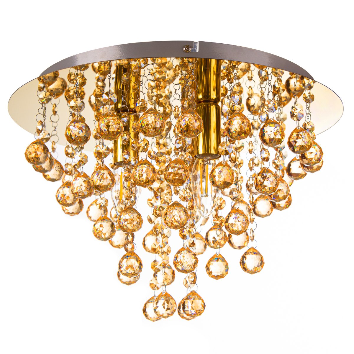 London Ø38 Guld plafond Fra Globo Lighting - London &auml;r en elegant plafond i guld med dekorativa prismor.