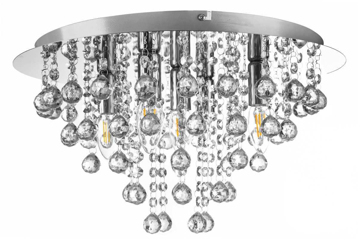 London Ø46 Chrom plafond Fra Globo Lighting - London &auml;r en elegant plafond i krom med dekorativa prismor.
