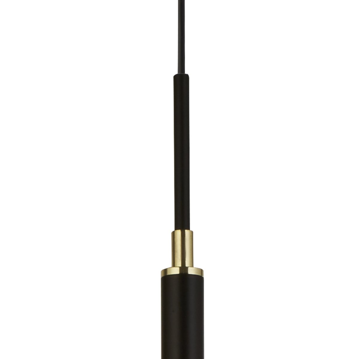Hive Ø40 Mat sort loftslampe Fra Searchlight - Den smukt detaljerede Hive LED pendel med 5 lyspunkter har tre guldfarvede skiver med sorte kanter på; en matsort metalbund.